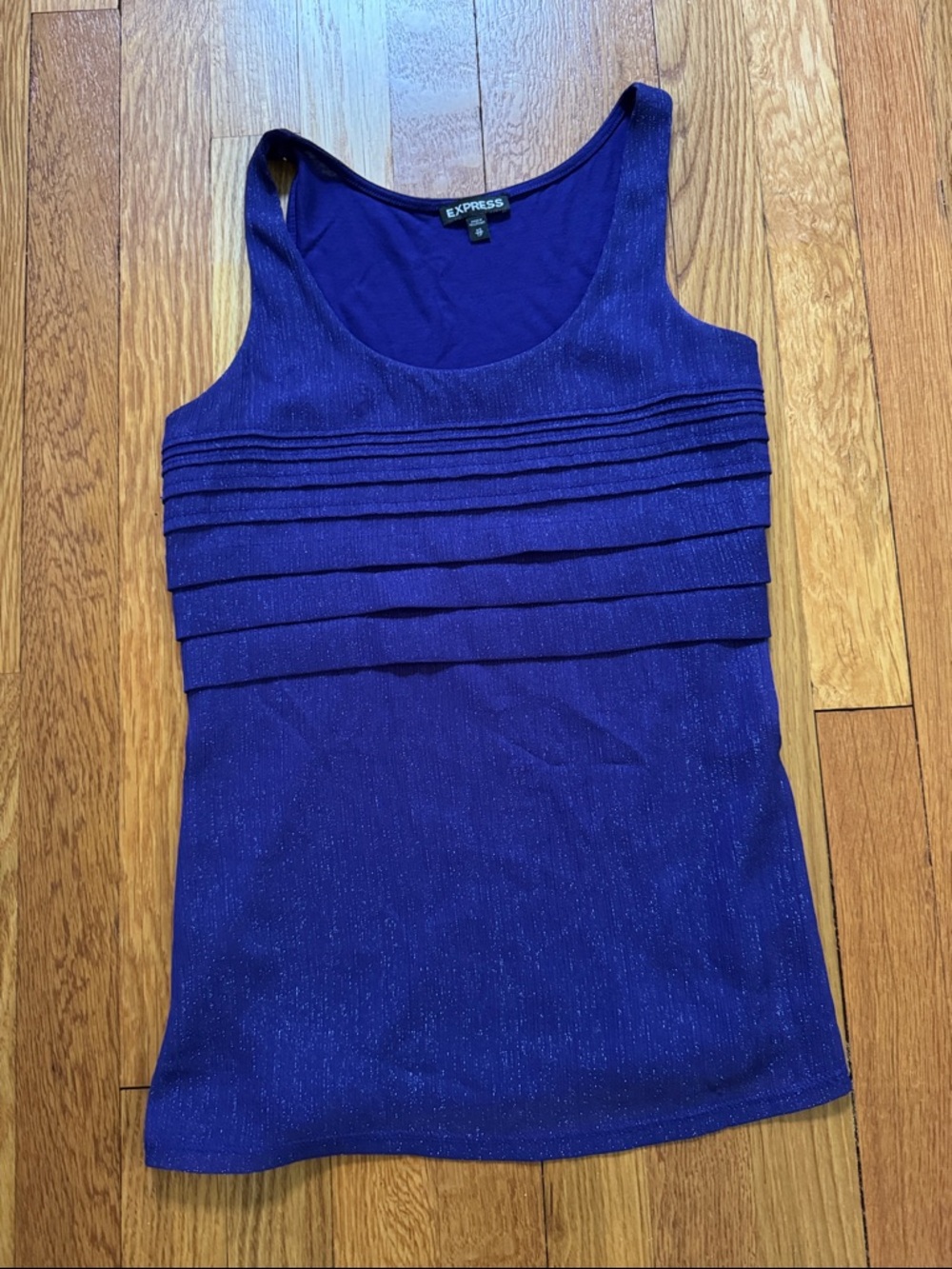 Express Women's Shimmery Purple Pleated Tank Top